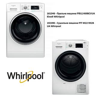 Комплект техники Whirpool (Стиральная машина FFB 11469 BCV UA + сушильная машина FFT M22 9X2B UA)