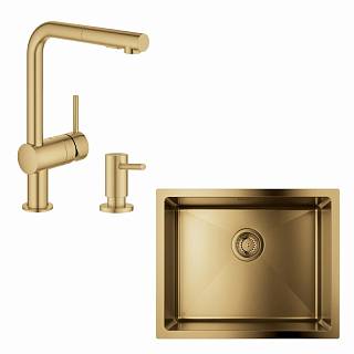 Набір для кухні Grohe K700U стальна мийка 31574GN1 + зміш. 30274GN0 + дозатор 40535GN0,  матовий прох