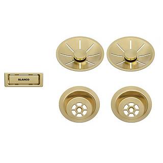 Відвідна арматура InFino для двох чаш з клапаном-автоматом satin gold BLANCO (207443)