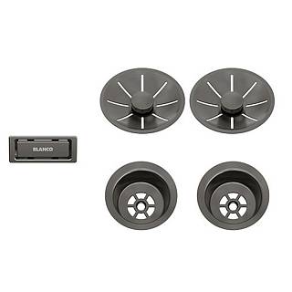 Відвідна арматура InFino для двох чаш з клапаном-автоматом satin dark steel BLANCO (207444)