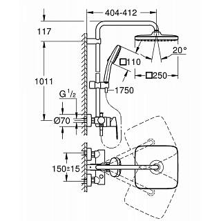 Душова система із змішувачем Tempesta Cube 250,  хром Grohe (26692001)