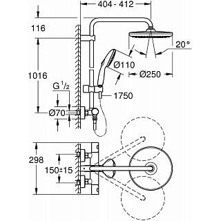 Душевая система Tempesta System 250 с термостатом,  черный матовый Grohe (266702431)