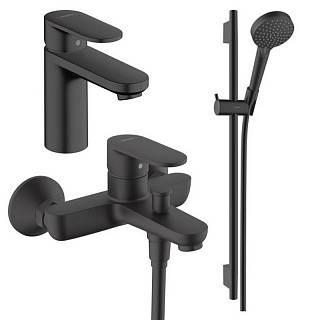 Набор смесителей EcoSmart для ванны Vernis Blend MB 100 Matt Black Hansgrohe (20230001)