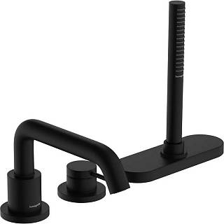 Смеситель на край ванны Tecturis S врезной на 3 отверстия с sBox Matt Black Hansgrohe (73447670)