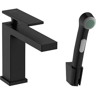Смеситель для умывальника Tecturis E 110 с гигиенической лейкой Matt Black Hansgrohe (73210670)