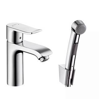 Смеситель Mertis с гигиеническим душем и донным клапаном Push-Open Chrome Hansgrohe (31285000)