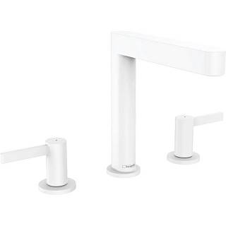 Змішувач Finoris 160 на 3 отвори з донним клапаном Push-Open,  Matt White Hansgrohe (76034700)