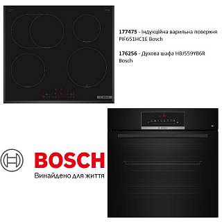 Комплект техники Bosch (Духовой шкаф HBJ559YB6R + Индукционная варочная поверхность PIF651HC1E)