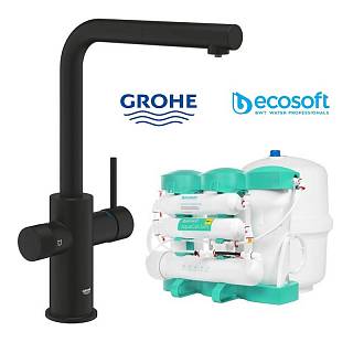 Комплект смесителя для кухни Blue Pure Minta Grohe с фильтром воды Ecosoft (MO67530590KF)