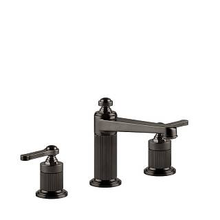 Змішувач для умивальника Gessi Venti 20 3 отвори,  середній Black Metal Bruched PVD (65014707) Gessi