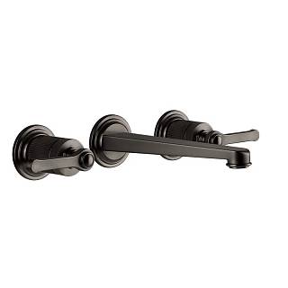 Змішувач для умивальника Venti 20 3 отв. настінний серед. Black Metal Brushed PVD (65091707) Gessi
