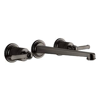 Змішувач для умивальника Venti 20 3 отвори настінний довгий Black Metal Brushed PVD (65090707) Gessi