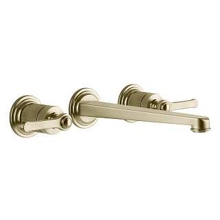 Змішувач для умивальника Venti 20,  на 3 отвори,  настінний,  довгий Brushed Brass PVD (65090727) Gessi