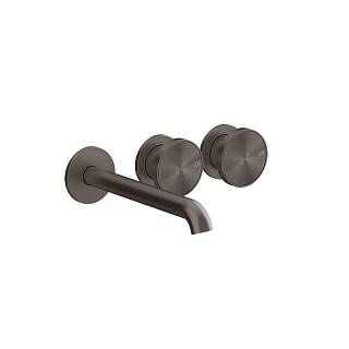 Змішувач для умивальника настінний монтаж 3 отвори Origini Black Metal Brushed PVD (66090707) Gessi