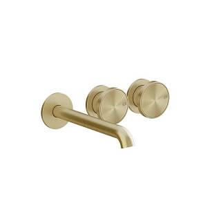 Змішувач для умивальника настінний монтаж на 3 отвори Origini Brushed Brass PVD (66090727) Gessi
