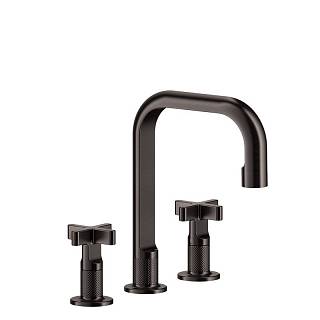Змішувач для умивальника,  на 3 отвори,  середній Inciso Black Metal Brushed PVD (58114707) Gessi