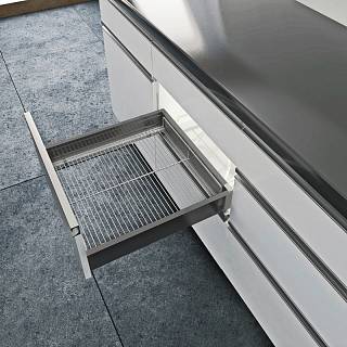 Ящик Atira с решеткой CargoPlus,  NL 470 мм KB 600 мм H=70,  полн.выдв. з SS,  антрацит (Hettich)