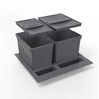 Система сортировки отходов Easy Fit для шухляд 600мм (15L+20L),  Н=270мм,  графит Muller