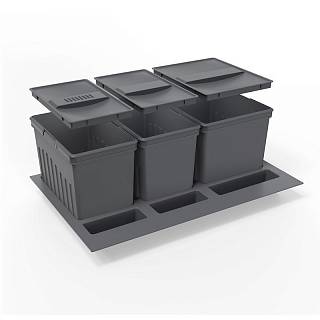 Система сортування відходів Easy Fit для шухляд 800мм (2*15L+20L),  Н=270мм,  графіт Muller