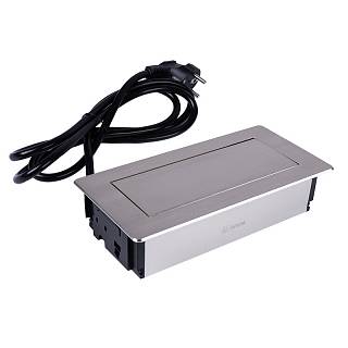 Вбудований розетковий блок Lumine SPACE 2xрозетки,  2xUSB A+C (30W),  нікель браш NEW