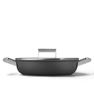 Сковорідка DPF2812BLM 28 см,  кришка,  керамічне покриття,  чорний мат Smeg (50'S RETRO STYLE)