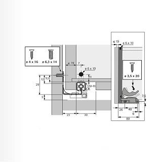 Quadro 25.P2O L=300 част.в. права,  ДСП до 19мм (9260345) Hettich