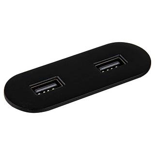 VersaPICK USB-розетка овальная, 2 USB порта(5В/9В, 3А/2A), 110-220В, IP20, овальная, ZAMAK,  черн