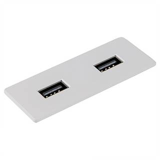 VersaPICK USB-розетка прямокутна,  2USB порта (5В / 9В,  3А / 2A),  110-220В,  IP20,  ZAMAK,  білий мат RA