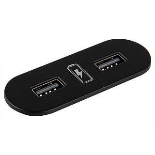VersaPICK USB-розетка овальна,  2 USB порта (5В,  2, 1А),  110-220В,  IP20,  полімер,  чорний мат