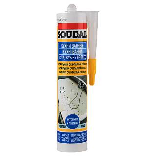 Герметик силиконовый нейтральный санитарный прозрачный Soudal,  280 мл